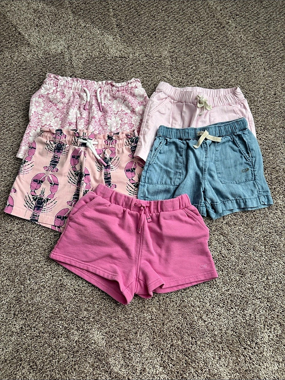 vineyard vines Girls Pull-On Shorts Bundle Floral & Solid 5 pair